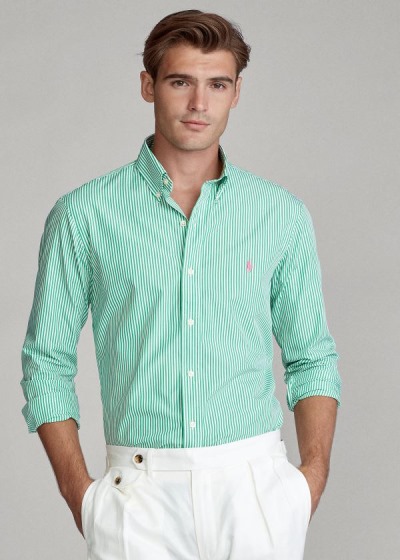 Camisa Polo Ralph Lauren Hombre Verdes / Blancos - Classic Fit Striped - KARVZ9315